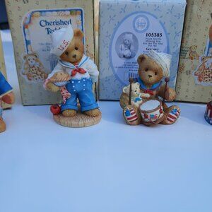 Cherished Teddies Figurines – American Patriotic Bears USA July 4th Lot of 4
